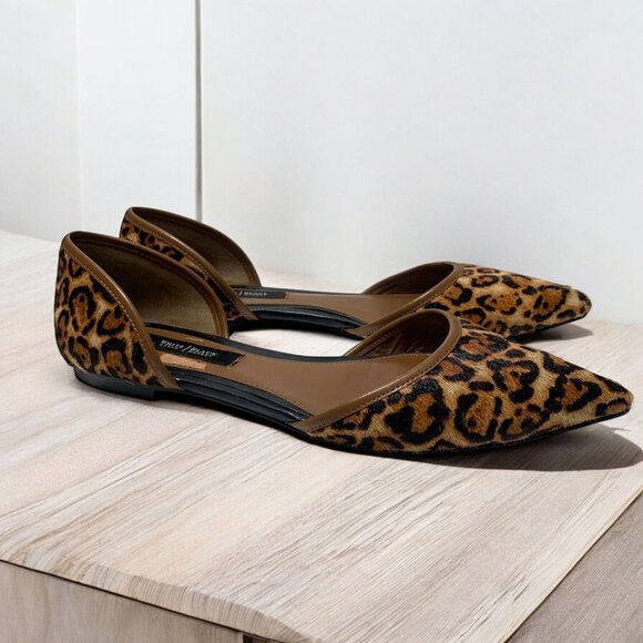 White House Black Market Rhys Leopard Print D'Orsay Leather Ballet Flats Sz 8.5 - Picture 6 of 10